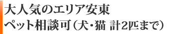 大人気のエリア安東 ペット相談可（犬・猫 計2匹まで）