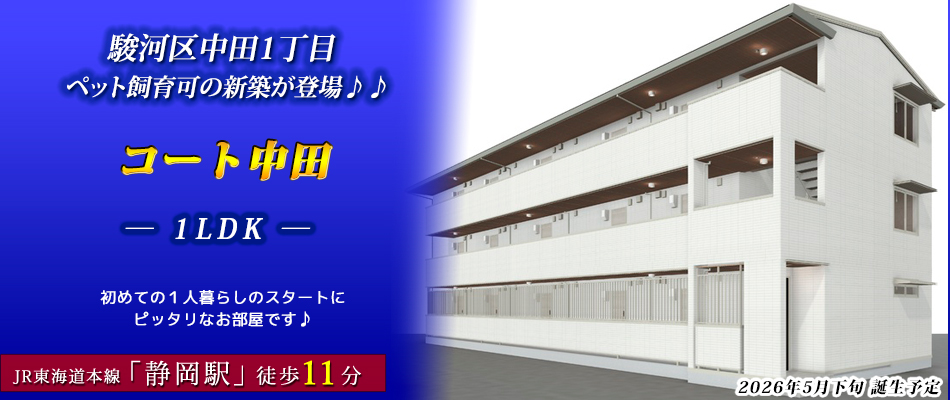 駿河区中田1丁目、ペット飼育可の新築が登場♪