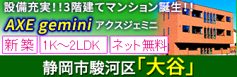 駿河区大谷 新築 賃貸マンション AXE gemini 1K/1LDK/2LDK