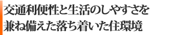 交通利便性と生活のしやすさを兼ね備えた落ち着いた住環境